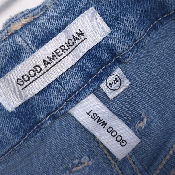 GOOD AMERICAN Size 6/28‎ Jeans GOOD WAIST Crop Raw Edge GWCFH367T Blue 352 - Picture 2 of 16